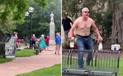 Mohamed Sabry Soliman (right), the suspect who allegedly attacked pro-Israel activists (left) in Boulder, Colorado on June 1, 2025. (Screen capture/X, used in accordance with Clause 27a of the Copyright Law)