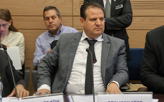 Hadash-Ta’al chairman MK Ayman Odeh attends a Knesset House Committee hearing on his possible impeachment, June 24, 2025. (Dani Shem-Tov/ Office of the Knesset Spokesperson)