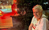 Rehovot resident Deborah Fait after her home was damaged by an Iranian missile fired on June 15, 2025. (Courtesy)