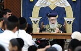 Rabbi Yitzhak Yosef delivers a lesson in Safed, on September 17, 2024. (David Cohen/Flash90)