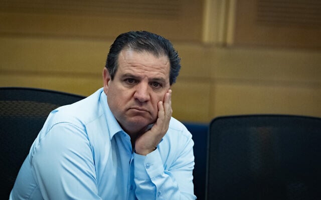 MK Ayman Odeh attends a meeting at the Knesset on January 21, 2025. (Yonatan Sindel/Flash90)