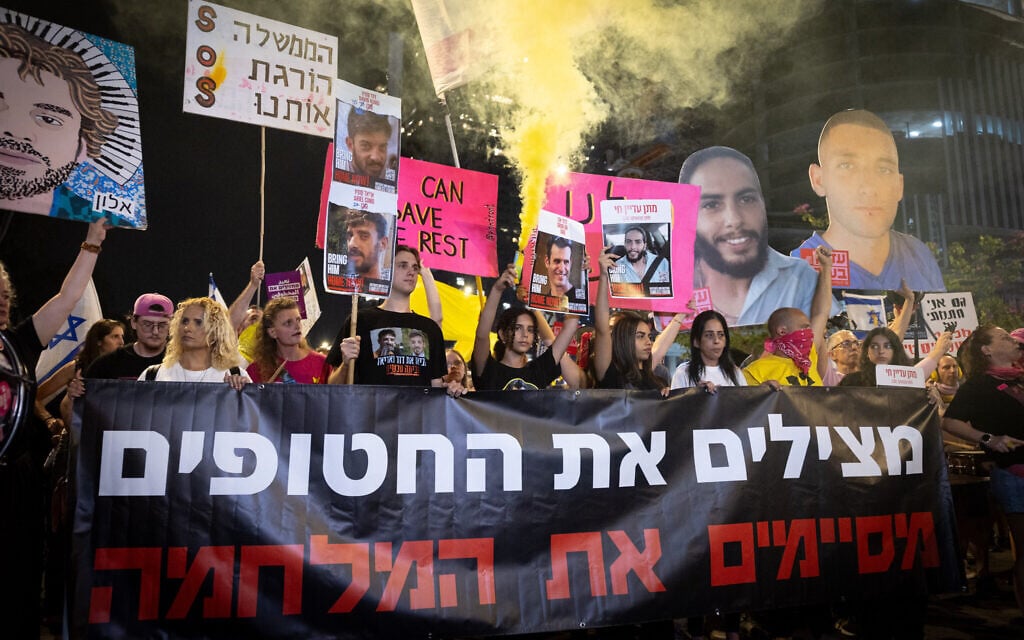 Thousands urge hostage release and elections at weekly rallies, as coalition teeters