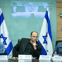 MK Simcha Rothman leads a Constitution, Law and Justice Committee meeting at the Knesset on June 9, 2025. (Chaim Goldberg/ Flash90)