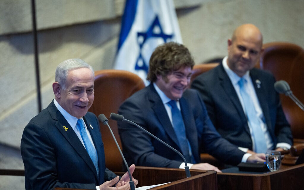 Milei, visiting Knesset, says Argentina to move its embassy to Jerusalem in 2026