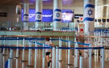 A nearly empty Ben Gurion Airport is seen after all flights were canceled following the start of Israeli strikes in Iran, on June 13, 2025. (Roy Alima/Flash90)