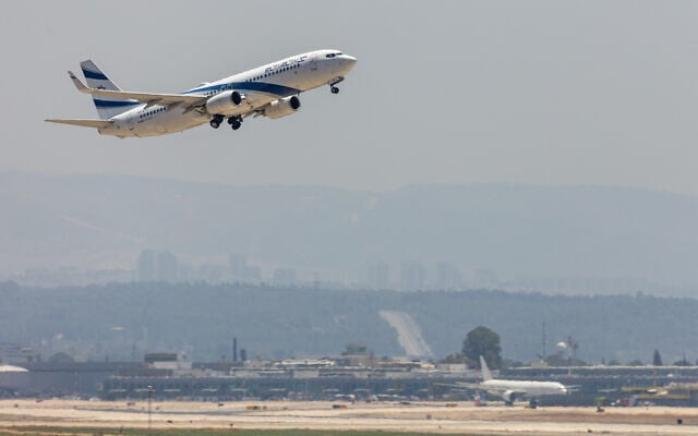 An El Al flight takes off at the Ben Gurion International Airport, outside of Tel Aviv, June 19, 2025. ( Yossi Aloni/Flash90)