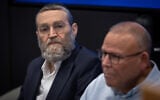 MK Moshe Gafni attends a press conference at the Finance Ministry in Jerusalem, June 23, 2025. (Oren Ben Hakoon/FLASH90)