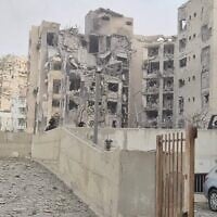 A building in the southern city of Beersheba is seen after being struck by an Iranian ballistic missile, July 24, 2025. (Social media;  used in accordance with clause 27a of the copyright law)