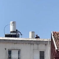 A man suspected of murdering his 80-year-old mother barricades himself on the roof of an apartment building in Rehovot on June 12, 2025. (Screenshot/Ynet)