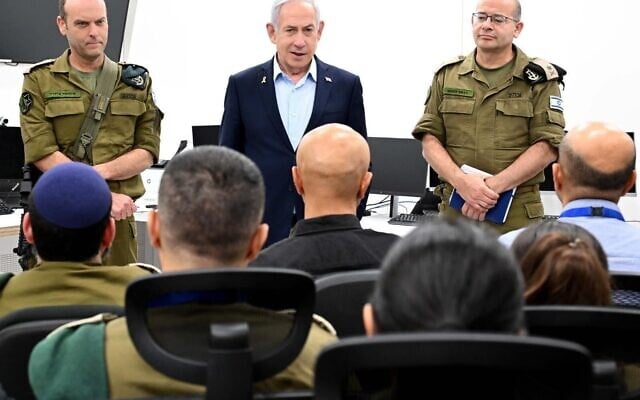 Prime Minister Benjamin Netanyahu visits an IDF intelligence base on June 20, 2025. (Avi Ohayon/GPO) Prime Minister Benjamin Netanyahu visits an IDF intelligence base on June 20, 2025. (Avi Ohayon/GPO)