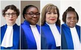 (L-R) International Criminal Court Justices Beti Hohler, Reine Alapini-Gansou, Luz del Carmen Ibanez Carranza and Solomy Balungi Bossa. (ICC)