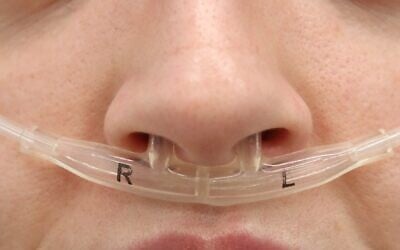 A Weizmann Institute device to identify respiratory 'fingerprints.' (Ofer Perl/Weizmann Institute)