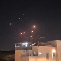 Footage posted to social media shows an Iranian ballistic missile attack on the Haifa area, June 14, 2025. (X, used in accordance with clause 27a of the copyright law)