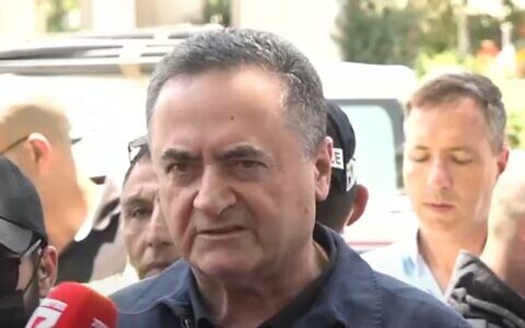 Defense Minister Israel Katz at the scene of an Iranian missile strike in Holon, June 19, 2025 (Video screenshot)