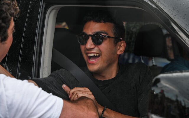 Former Hamas hostages Edan Alexander returns to his hometown of Tenafly, New Jersey, June 19, 2025. (Liri Agami/Flash90)