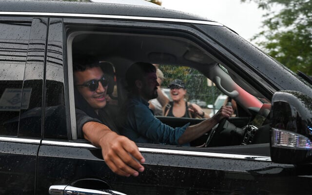 Former Hamas hostages Edan Alexander returns to his hometown of Tenafly, New Jersey, June 19, 2025. (Liri Agami/Flash90)