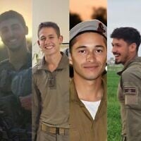 From left to right: Lt. Matan Shai Yashinovski, Staff Sgt. Ronel Ben-Moshe, Sgt. Ronen Shapiro, Sgt. Maayan Baruch Pearlstein, Staff Sgt. Niv Radia and Sgt. Shahar Manoav. The IDF announced that the six were among seven soldiers killed amid fighting in the southern Gaza Strip on June 24, 2025. (Israel Defense Forces)