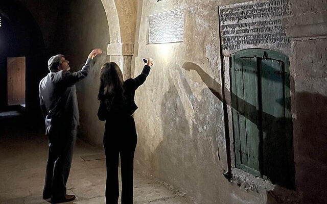 Rabbi Asher Lopatin (left) visits the Tomb of Nahum in the town of Alqosh in Iraqi Kurdistan in April 2025. (Courtesy)