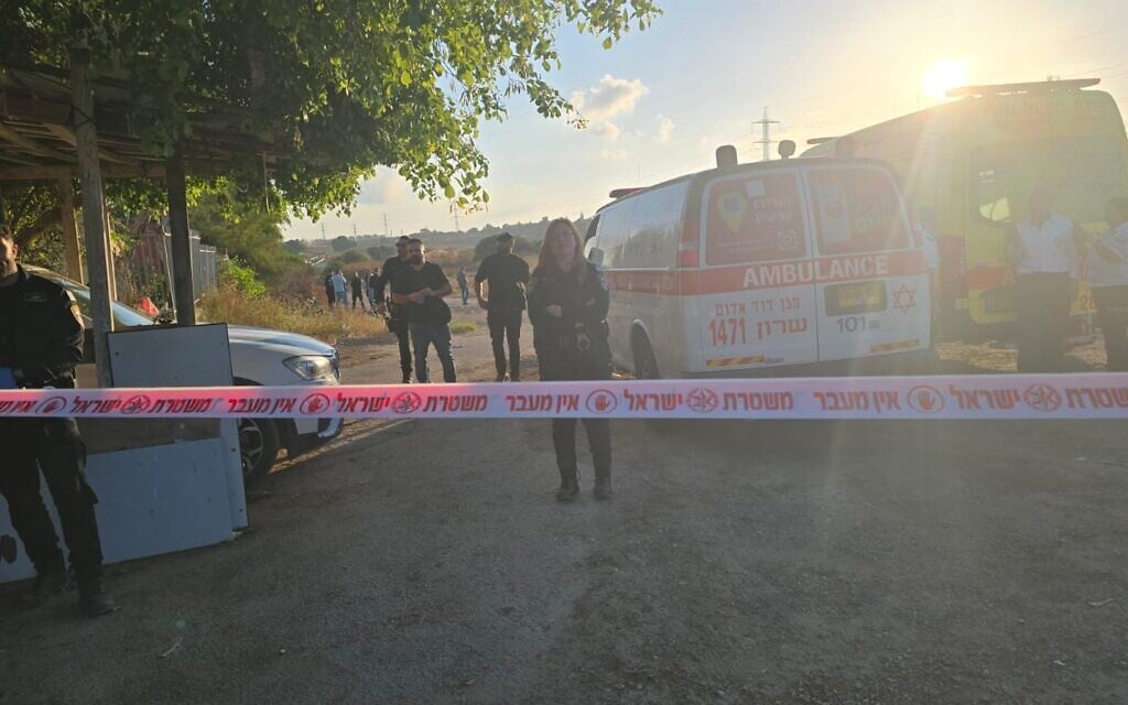 The scene where a man was shot and killed in Netanya, June 2, 2025 (Israel Police)
