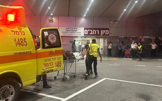Wounded arrive at the Rambam Medical Center in Haifa early on June 15, 2025. (Courtesy)