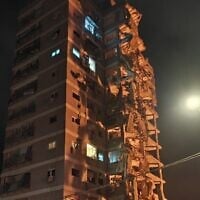 Damage seen in a building in Bat Yam following an Iranian missile barrage, early June 15, 2025. (Image used in accordance with clause 27a of the copyright law)