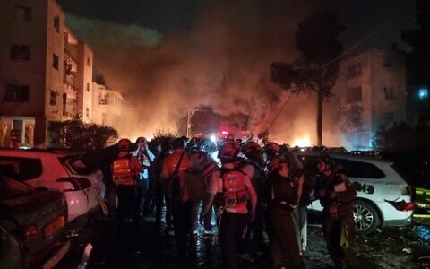 The scene in Haifa after an Iranian ballistic missile attack, June 15, 2025 (United Hatzalah)