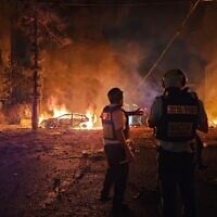 The scene in Haifa after an Iranian ballistic missile attack, June 15, 2025. (Magen David Adom)