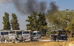 Damage is seen after an Iranian missile strike in central Israel, June 17, 2025. (Eli Katzoff/Times of Israel)
