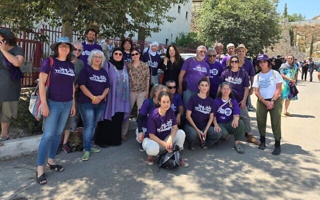 A delegation of Israelis traveled to Tamra to console the Arab families mourning there after a deadly missile strike in June 2025. (Courtesy Haviva Ner-David via JTA)