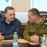 Defense Minister Israel Katz (left) and IDF Chief of Staff Lt. Gen. Eyal Zamir in an assessment, June 20, 2025. (Ariel Hermoni/Defense Ministry)
