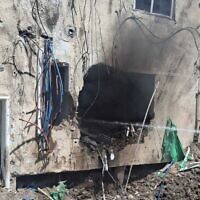 An Iranian drone impact on a building in Beit She'an, June 21, 2025. (Magen David Adom)