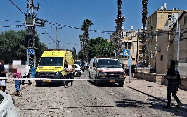 Ambulances as the site of an Iranian drone impact in Beit She'an, June 21, 2025. (Magen David Adom)