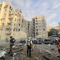 A building in the southern city of Beersheba is seen after being struck by an Iranian ballistic missile, July 24, 2025 (Magen David Adom)