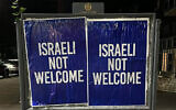 Posters reading 'Israeli not welcome' appeared in several locations in Milan, Italy on June 26, 2025. (Courtesy of Afshin Kaboli)