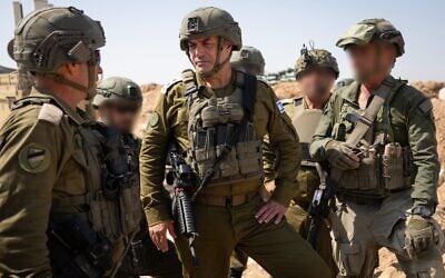 IDF Chief of Staff Lt. Gen. Eyal Zamir speaks with officers in the northern Gaza Strip, June 11, 2025. (Israel Defense Forces)