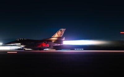 A file photo shows an Israeli Air Force F-16 fighter jet taking off for strikes in Iran during the June 2025 conflict, in a handout photo published on June 27, 2025. (Israel Defense Forces)