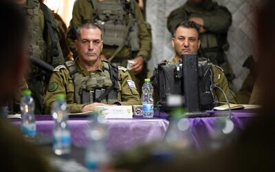 IDF Chief of Staff Lt. Gen. Eyal Zamir (left) holds an assessment with Southern Command chief Maj. Gen. Yaniv Asor in Gaza, June 27, 2025. (Israel Defense Forces)