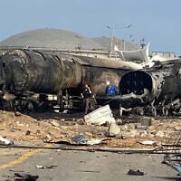 Damage at the Bazan Group's oil refinery in the Haifa Bay after it was hit by an Iranian missile overnight June 15-16. (Used in accordance with clause 27a of the copyright law)