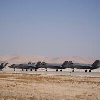 Israeli Air Force F-35I fighter jets depart for strikes in Iran, June 13, 2025. (Israel Defense Forces)