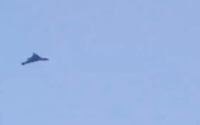 An Iranian drone, apparently en route to Israel, is seen over Iraq on June 13, 2025 (Screen grab used in accordance with Clause 27a of the Copyright Law)