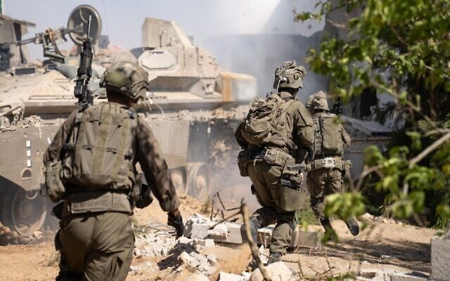 Troops operate in Khan Younis in a photo released by the IDF on June 3, 2025. (IDF Spokesperson)