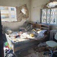 A house damaged by a drone that fell in Irbid, western Jordan, June 14, 2025. (Screenshot: X, 27a clause of the Copyright Law)