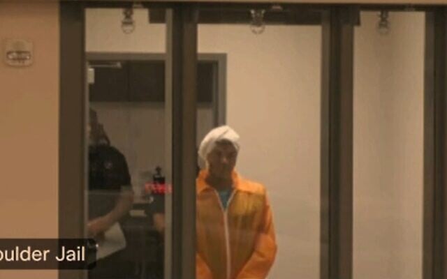 Mohamed Sabry Soliman, the suspect in an attack on a rally for Israeli hostages in Boulder, Colorado, in court in a Boulder County jail on June 2, 2025. (screen capture: YouTube)