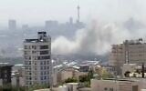 Smoke rises after an apparent Israeli airstrike in Tehran on June 18, 2025 (Screen grab from social media/used in accordance with Clause 27a of the Copyright Law)