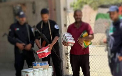 Members of the Abu Shabab gang in Gaza, in screen captures from a recent video posted by the group. (screen capture: Facebook)