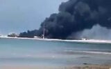 A fire at the Kaveh Petrochemical Complex in Bushehr province, Iran, June 11, 2025. (X; used in accordance with Clause 27a of the Copyright Law)