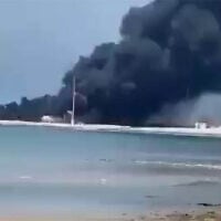 A fire at the Kaveh Petrochemical Complex in Bushehr province, Iran, June 11, 2025. (X; used in accordance with Clause 27a of the Copyright Law)