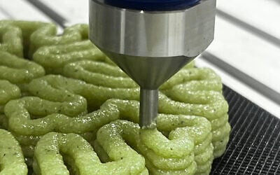 A 3D printer produces an innovative building material designed at the Technion-Israel Institute of Technology in Haifa in which microorganisms bind sand together. The final product is being exhibited in one of nine international installations at the Triennale, Milan. (Disrupt.Design Lab, Faculty of Architecture and Town Planning, the Technion)