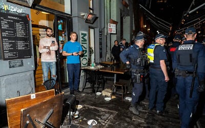 Destruction is seen at the scene following an attack by pro-Palestinian protesters on the Israeli-owned Miznon restaurant in Melbourne on July 4, 2025. (SOPA Images via Reuters)