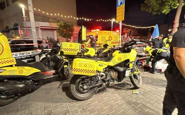 The scene of a fatal shooting in Jaffa on July 19, 2025. (Magen David Adom)